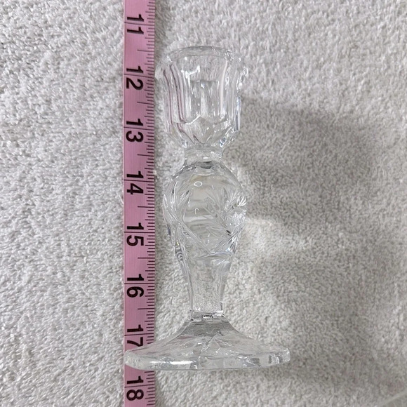 Vintage Clear Lead  Crystal whirling Star Pinwheel Candlestick Holders X3 - Picture 11 of 12